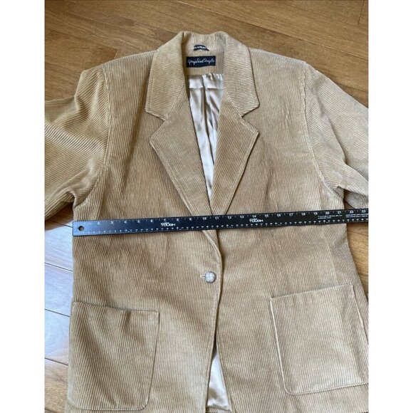 Vintage Giorgio Sant Angelo Corduroy Blazer Women's 12 Beige Patch Pockets 80s - Picture 9 of 13
